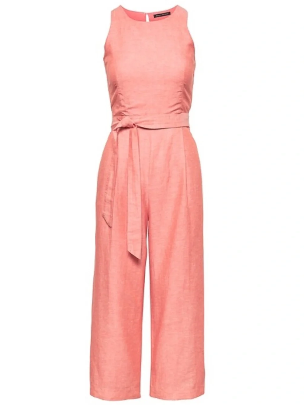 Banana Republic Linen Wide Leg Crop Jumpsuit w Tie Belt
